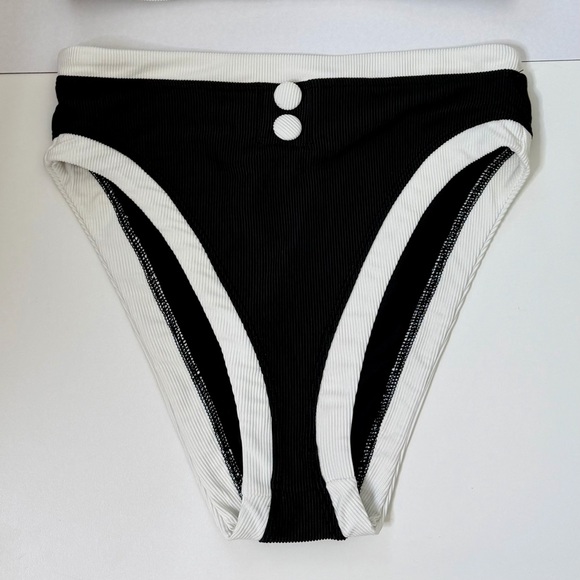 Antonio Melani Black & White High Waisted Bikini Bottom Colorblock Retro Swim - Picture 8 of 8